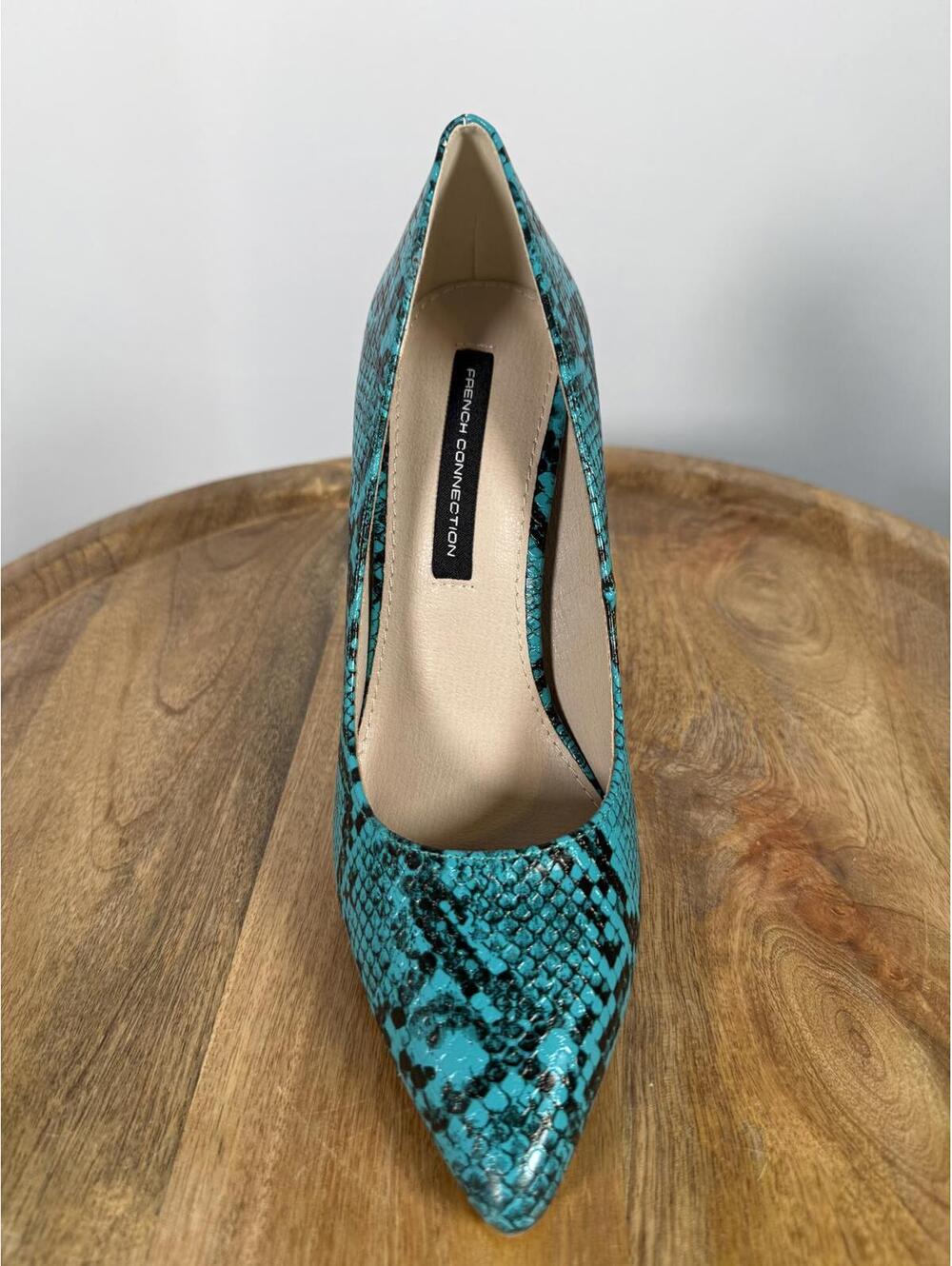 French Connection Snakeskin Print Heels Green/Black Size 6 NWB - Picture 9 of 11